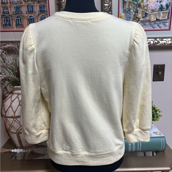 INC BUTTERY YELLOW PUFF SLEEVE 3/4 LENGTH RIB KNIT CASUAL TOP SIZE XL - Picture 3 of 7
